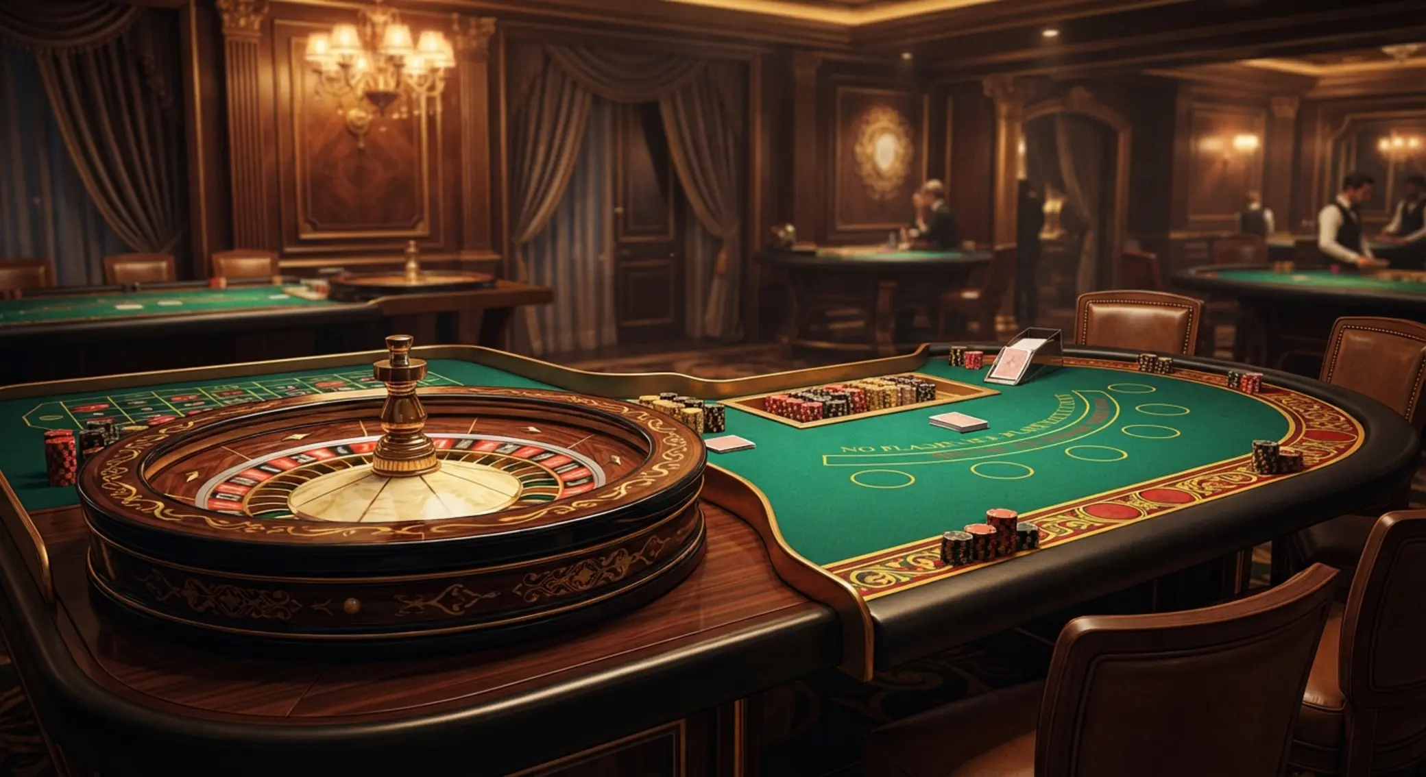 Ruleta a blackjackový stůl jako ukázka stolních her