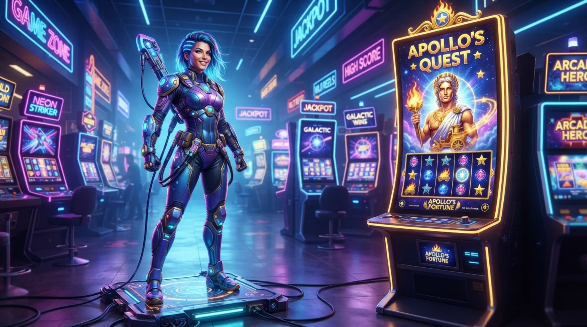 Forbes Games stylizovaný hrdina v online herním prostředí s motivem Apollo automatu