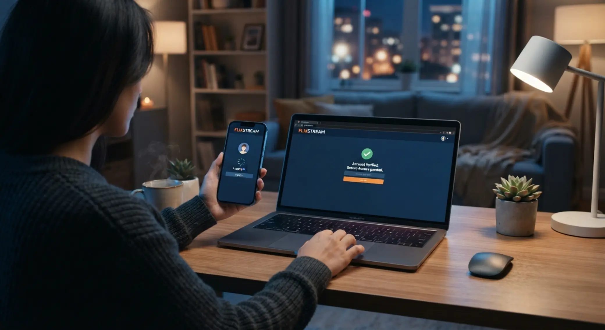 Přihlášení do účtu z mobilu a notebooku vedle sebe