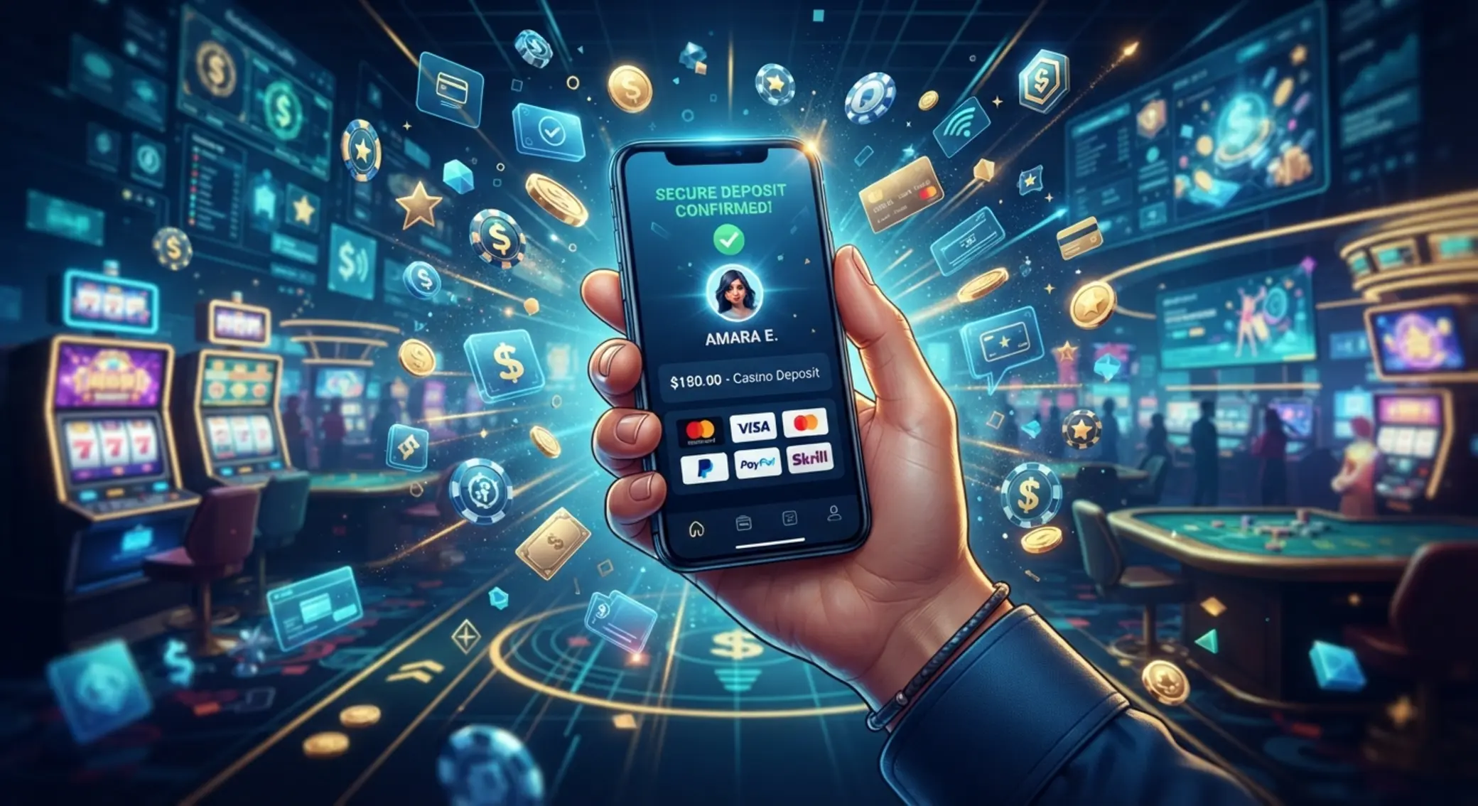 Mobil s platební peněženkou a bezpečným vkladem v moderním digitálním prostředí