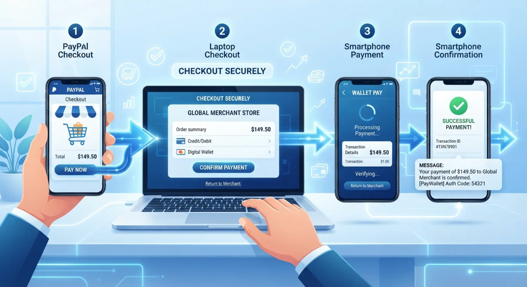 Krokový proces vkladu přes mobil a digitální peněženku