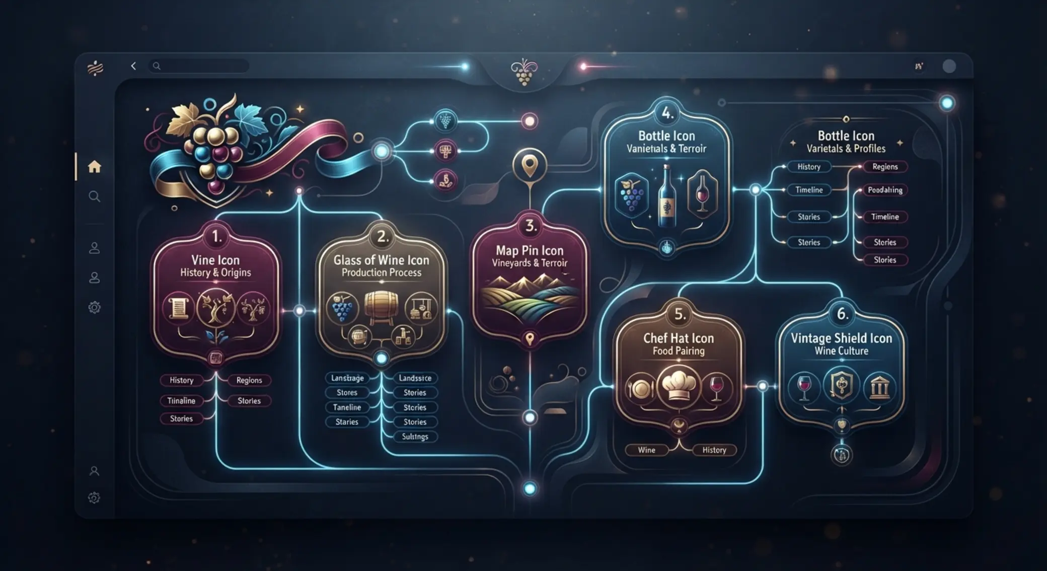 Obsah vasevino a navigace Přehled typů obsahu na vasevino ve formě stylizovaného dashboardu