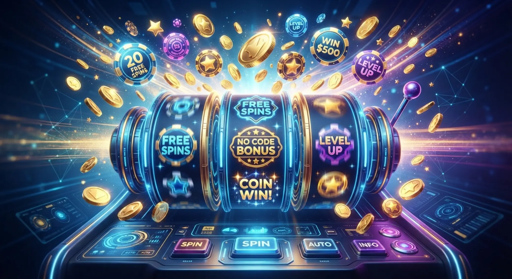 Ilustrace free spinů a bonusů bez promo kódu