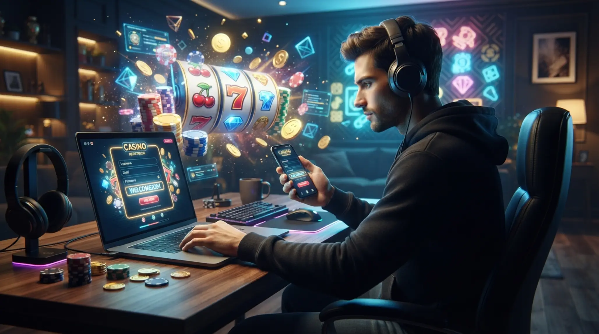 Hráč zadává promo kód při registraci v online herním účtu