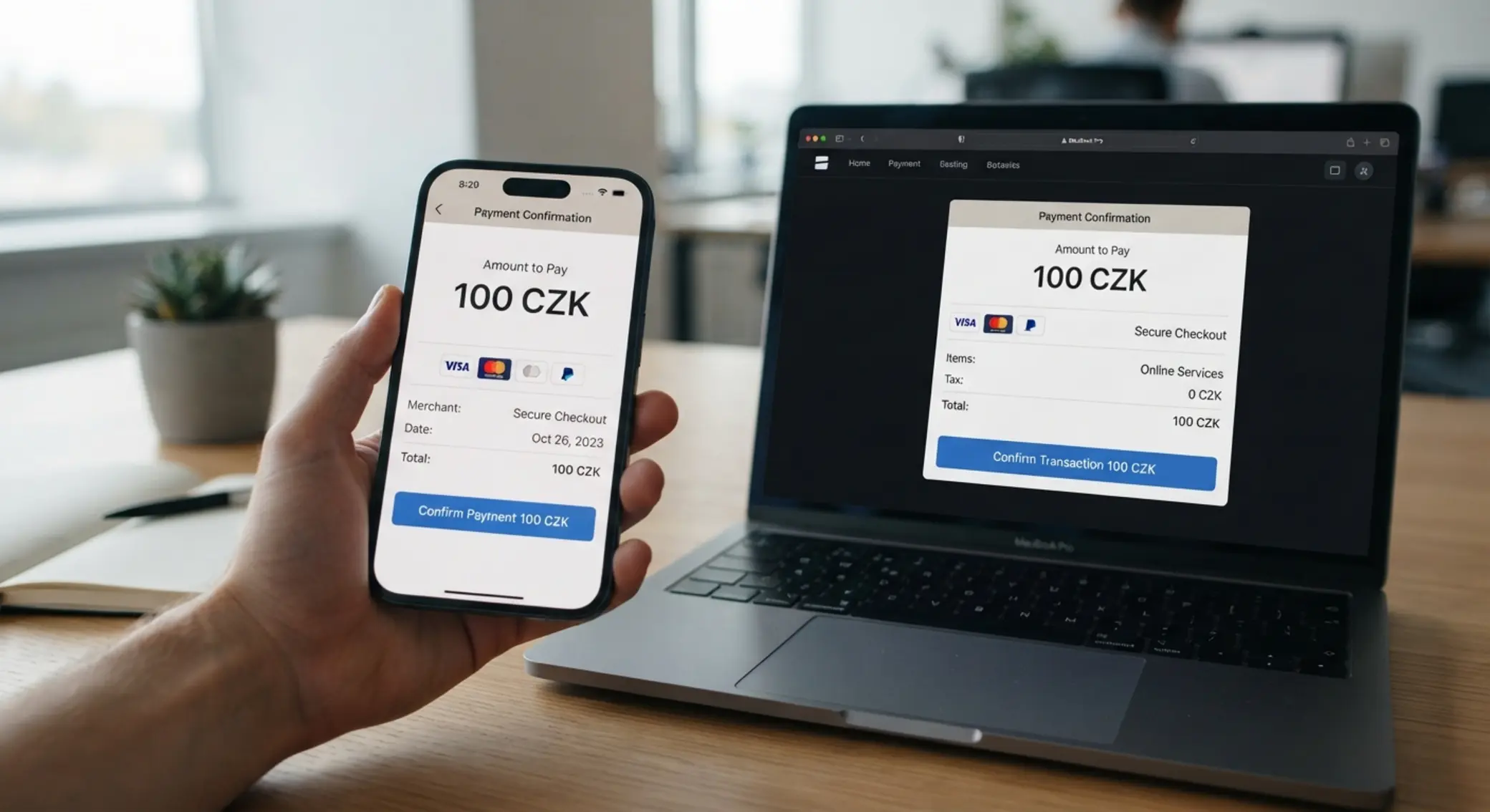 Pokladna online herní platformy s vybranou částkou 100 Kč
