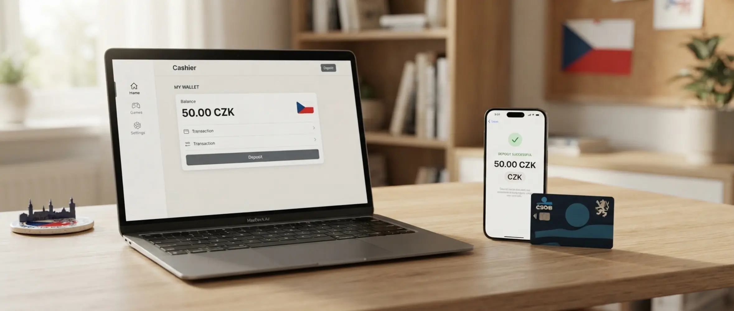 Mobil a karta s částkou 50 Kč v českém online prostředí